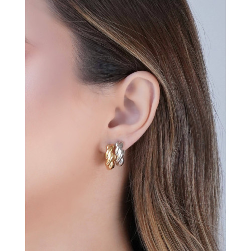 Brinco Argola Click Torcida 1.6 mm Banhado a Ouro 18K