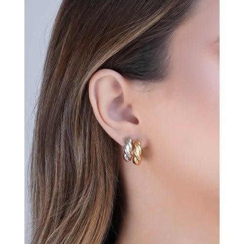 Brinco Argola Click Torcida 1.6 mm Ródio Branco