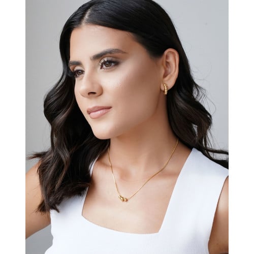 Brinco Argola Click Torcida 1.6 cm Banhado a Ouro 18K