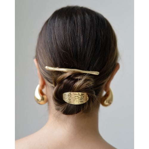 Pony Cuff Oval Orgânico Banho Dourado