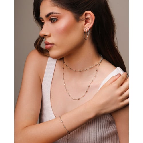 Choker Gomos 3 mm Ródio Branco