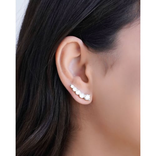 Ear Cuff Pontos de Luz Cristal 2.5 cm Ródio Branco