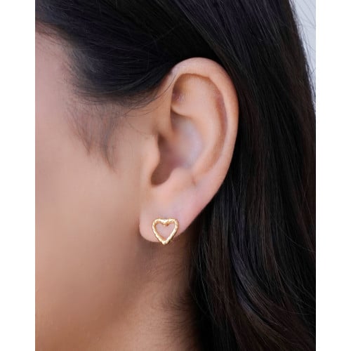 Brinco Coração Torcido 1.0 cm Banhado a Ouro 18K