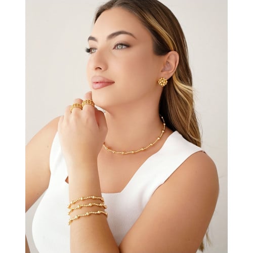 Aro Flexível Bolas Lisas Banhado a Ouro 18K