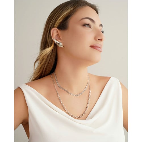 Ear Cuff Liso 4.6 cm Ródio Branco