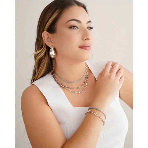 Choker Elos 5 mm Ródio Branco
