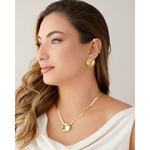 Gargantilha Malha Fita Orgânico Liso Banhado a Ouro 18K