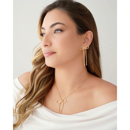 Gargantilha Veneziana Laço Cordão Baiano Banhado a Ouro 18K - 45 cm