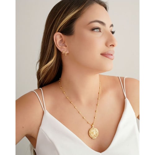Relicário Estrela Gomos Banhado a Ouro 18K - 45 cm