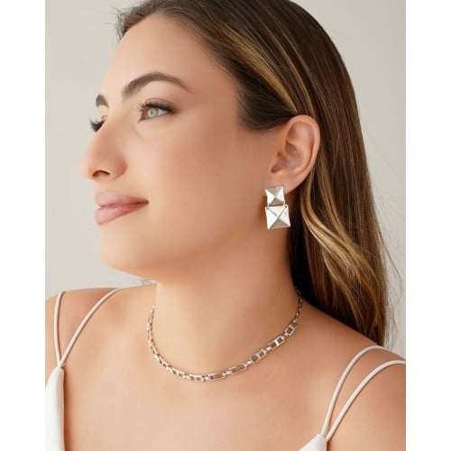 Choker Elos Retangulares 5 mm Ródio Branco