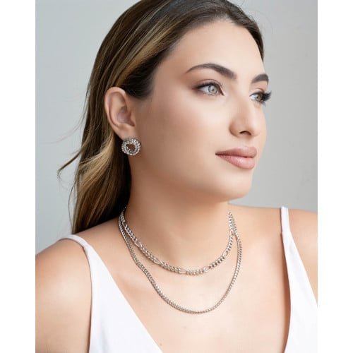 Brinco Torcido Entrelaçado 1.9 cm Ródio Branco