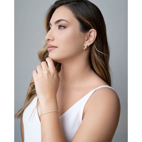 Pulseira Riviera Cristal 1.7 mm Banhado a Ouro 18K