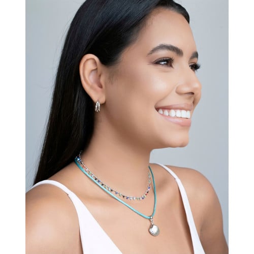 Choker Miçangas Coloridas Ródio Branco