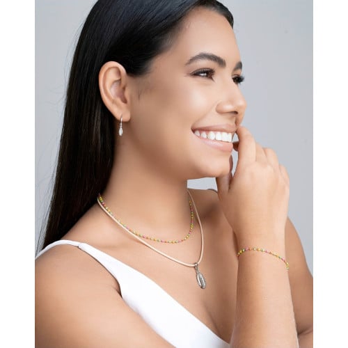 Choker Bolinhas Coloridas 2 mm Ródio Branco