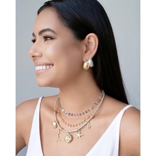 Brinco Argola Click Frisada Lisa 2.1 cm Banhado a Ouro 18K