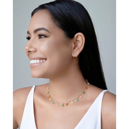 Brinco Argola em V Lisa 1.0 cm Banhado a Ouro 18K