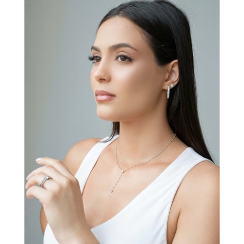Anel Cravejado Cristal Tamanho 17 Ródio Branco