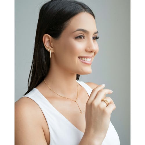 Brinco Redondo Cravejado Cristal 6 mm Banhado a Ouro 18K