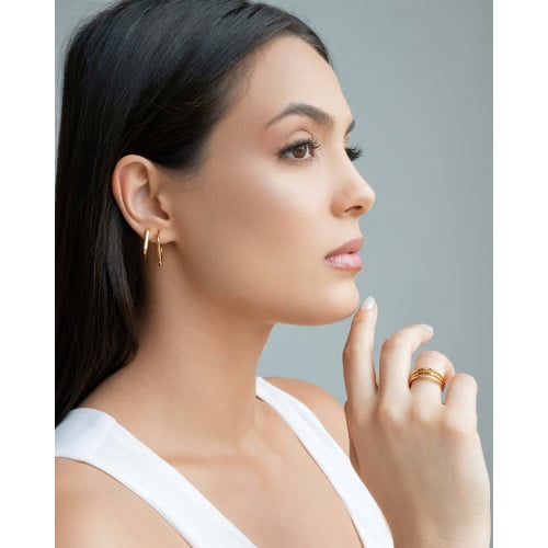 Brinco Argola Quadrada Lisa 1.7 cm Banhado a Ouro 18K