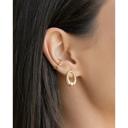 Brinco Oval Torcido 1.8 cm Banhado a Ouro 18K