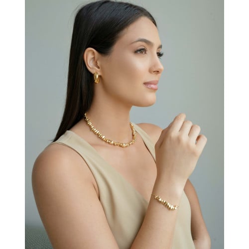 Brinco Gota Geométrica Banhado a Ouro 18K