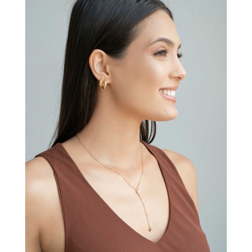 Brinco Argola Click Abaulada Lisa 1.6 cm Banhado a Ouro 18K