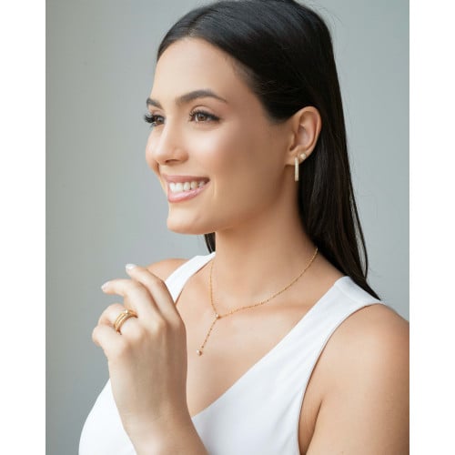 Gargantilha Gravata Bolinhas Pontos de Luz Cristal Banhado a Ouro 18K