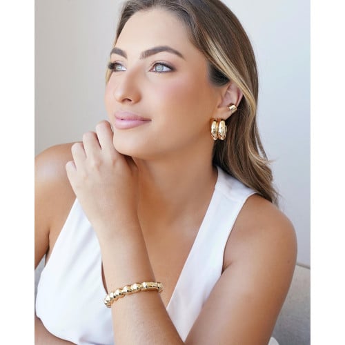 Bracelete Bolas Lisas Banho Dourado