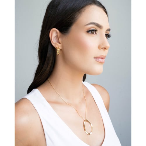 Brinco Argola Orgânica 2.3 cm Banhado a Ouro 18K