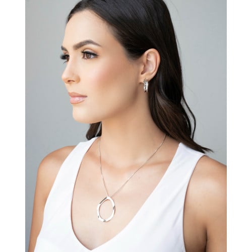 Brinco Argola Orgânica 2.3 cm Ródio Branco