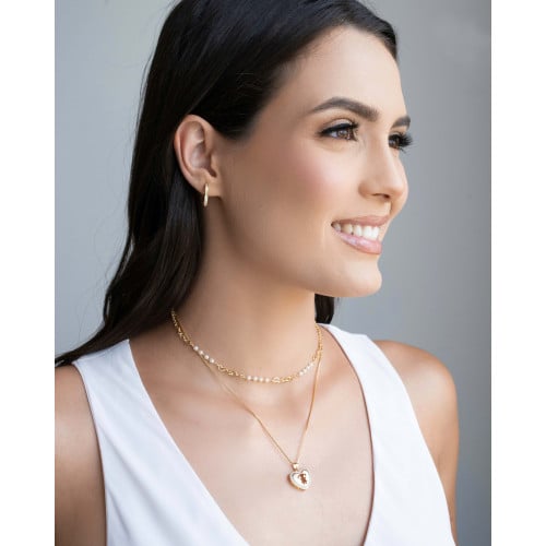 Choker Pérolas e Corações Banhado a Ouro 18K