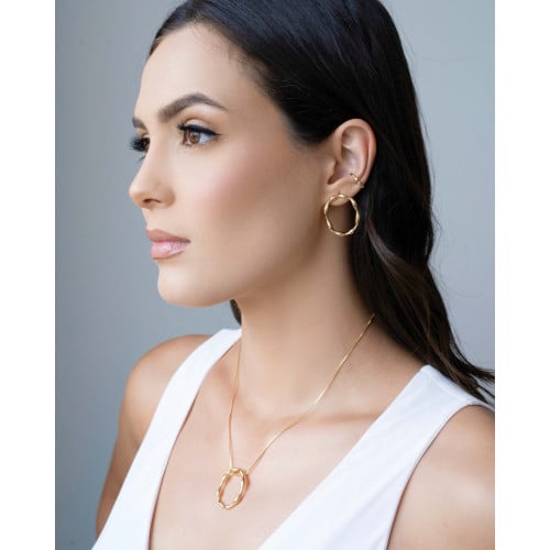 Gargantilha Veneziana Oval Orgânico Banhado a Ouro 18K - 45 cm