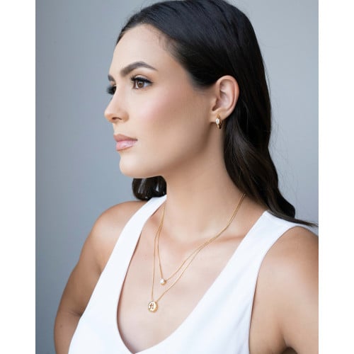 Gargantilha Dupla Fé e Ponto de Luz Cristal Banhado a Ouro 18K