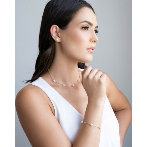 Pulseira Pérolas Barrocas e Veneziana Banhado a Ouro 18K