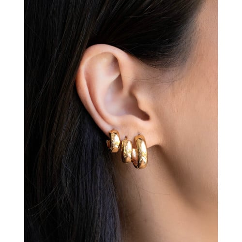Trio de Argolas Lisas Banhado a Ouro 18K