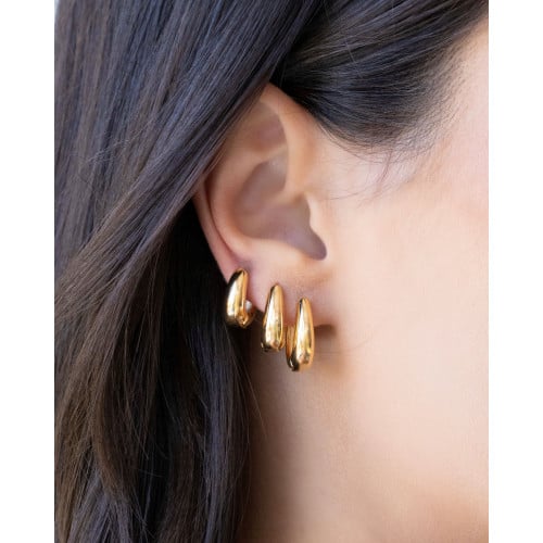 Trio de Argolas em U Lisas Banhado a Ouro 18K