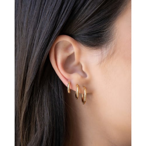 Trio de Argolas Lisas Banhado a Ouro 18K