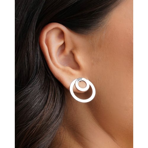 Ear Jacket Círculos Liso Ródio Branco