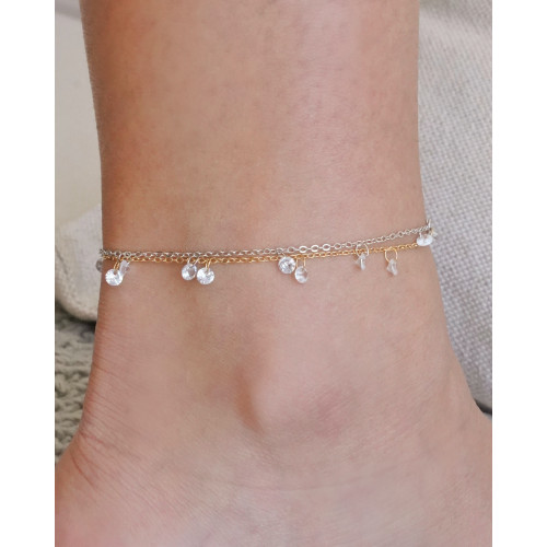 Pulseira Pontos de Luz Cristal Ródio Branco