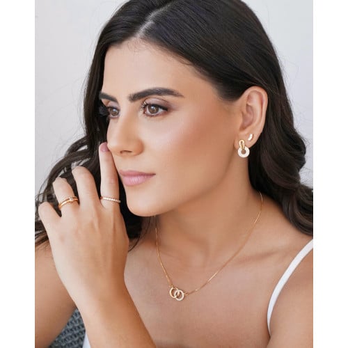 Brinco Circulo Cravejado Cristal 1.8 cm Banhado a Ouro 18K