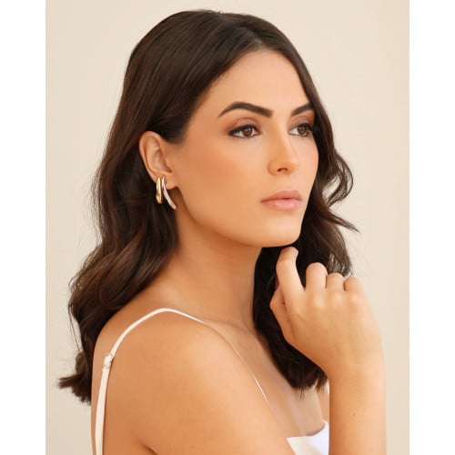 Brinco Gota Lisa 2.6 cm Banhado a Ouro 18K