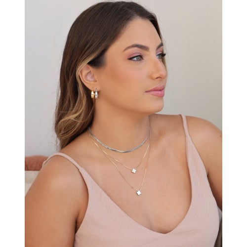 Brinco Argola Fecho Italiano Oval Lisa 2.1 cm Banhado a Ouro 18K