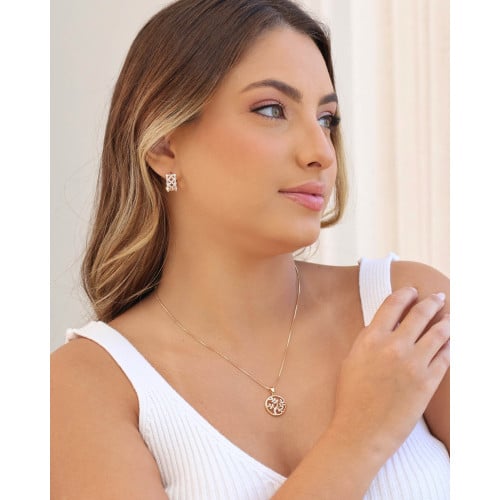 Gargantilha Veneziana Árvore da Vida Cravejada Cristal Banhado a Ouro 18K - 45 cm