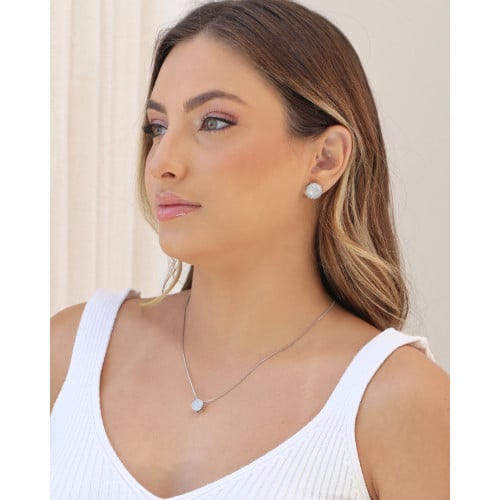 Gargantilha Veneziana Redondo Cravejado Cristal Ródio Branco - 45 cm