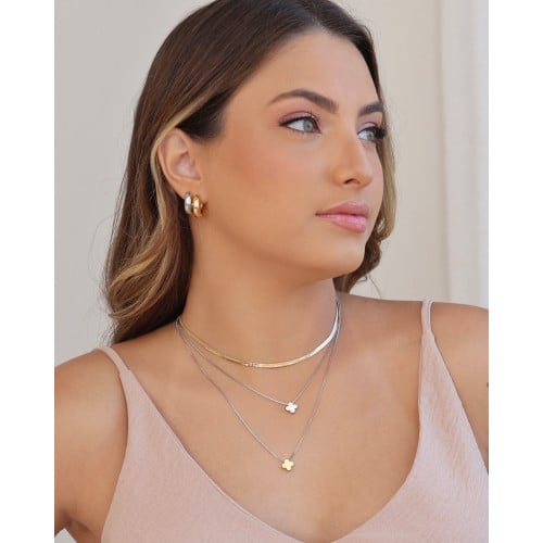 Choker Malha Fita 3 mm Banhado a Ouro 18K