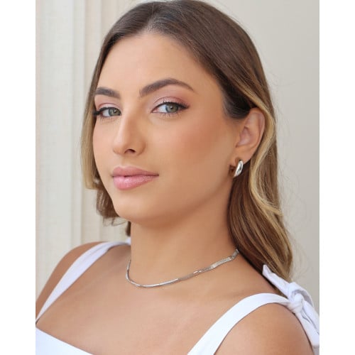 Choker Veneziana Tripla Detalhada Ródio Branco