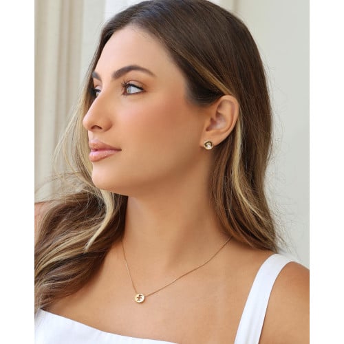 Brinco Redondo Gota Cristal 1.0 cm Banhado a Ouro 18K