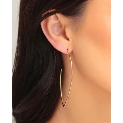 Brinco Elíptico Fio 7.1 cm Banhado a Ouro 18K