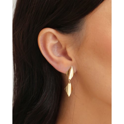 Brinco Losango Duplo Liso 3.5 cm Banhado a Ouro 18K