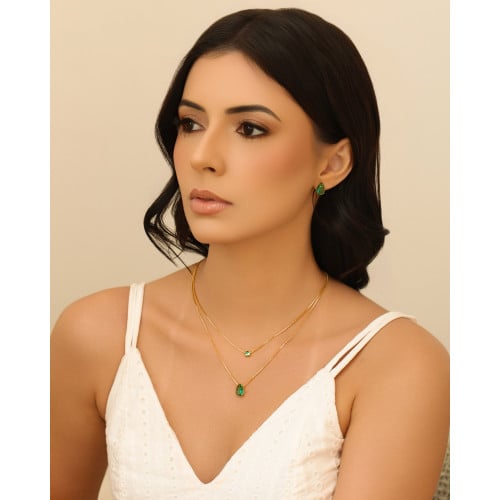 Gargantilha Veneziana Ponto de Luz Turmalina 5 mm Banhado a Ouro 18K - 45 cm